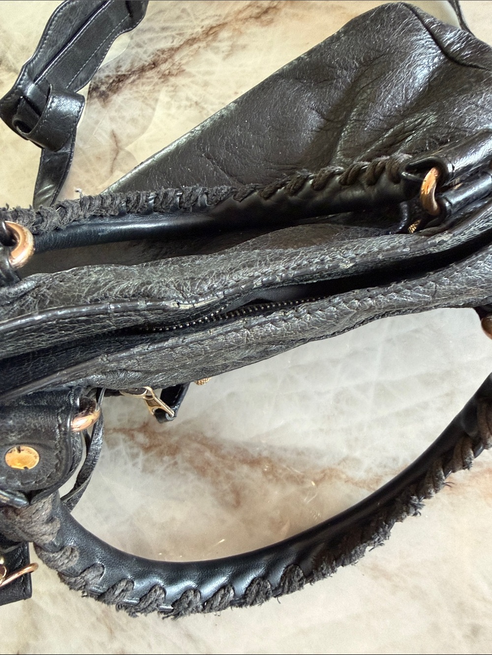 Balenciaga Black Leather Satchel with Gold Hardware - Picture 10 of 16